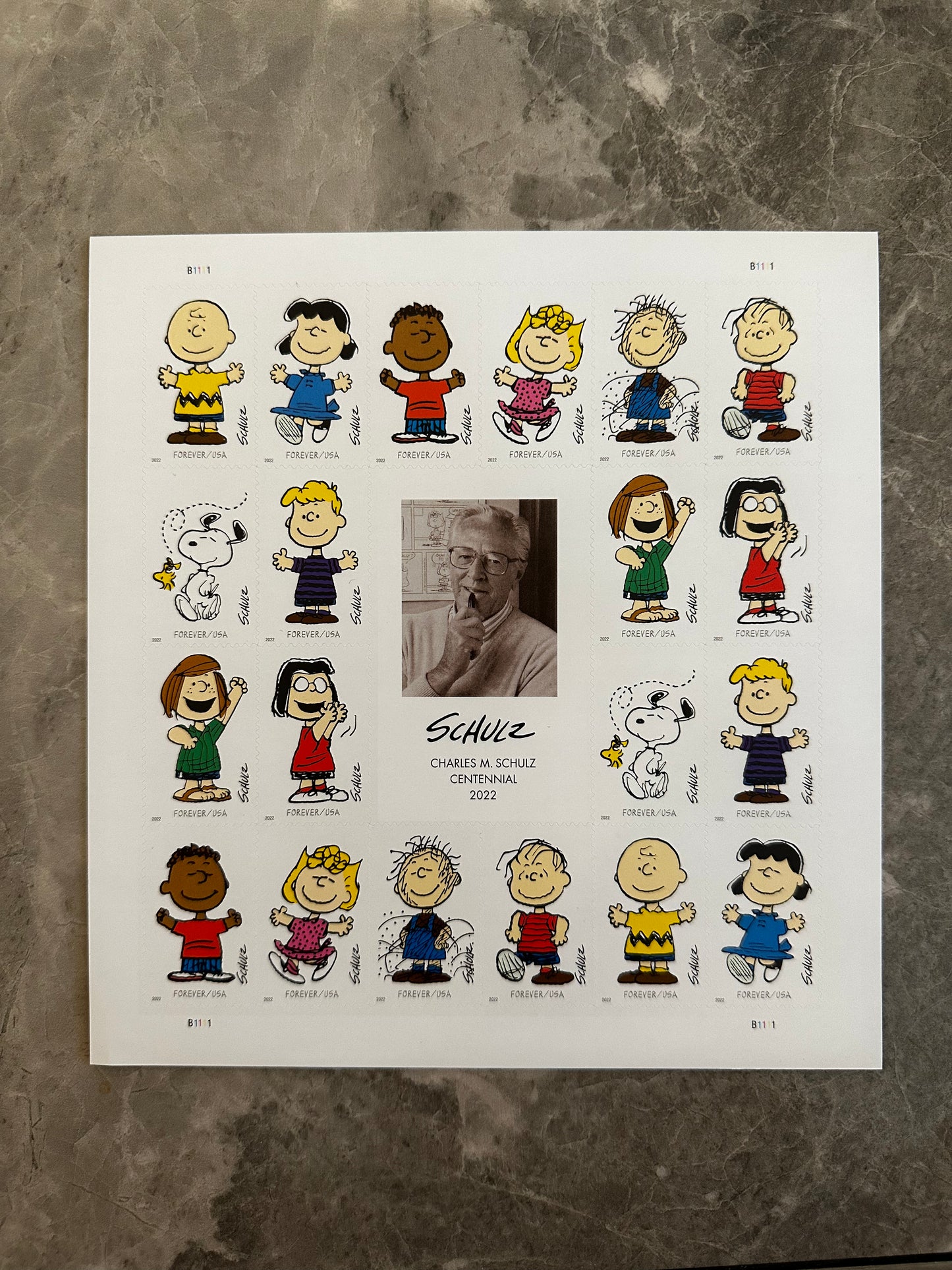 Cartoonist Charles Schulz "Peanuts" Forever Postage Stamps - Mailboxes of Flushing