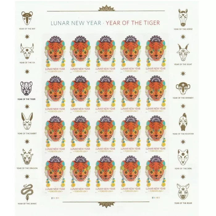 Year of the Tiger Stamp Celebrates Lunar New Year Forever First Class Postage Stamps - Mailboxes of Flushing